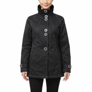 Kristen Blake Black Zip Front Trench Jacket Size Medium